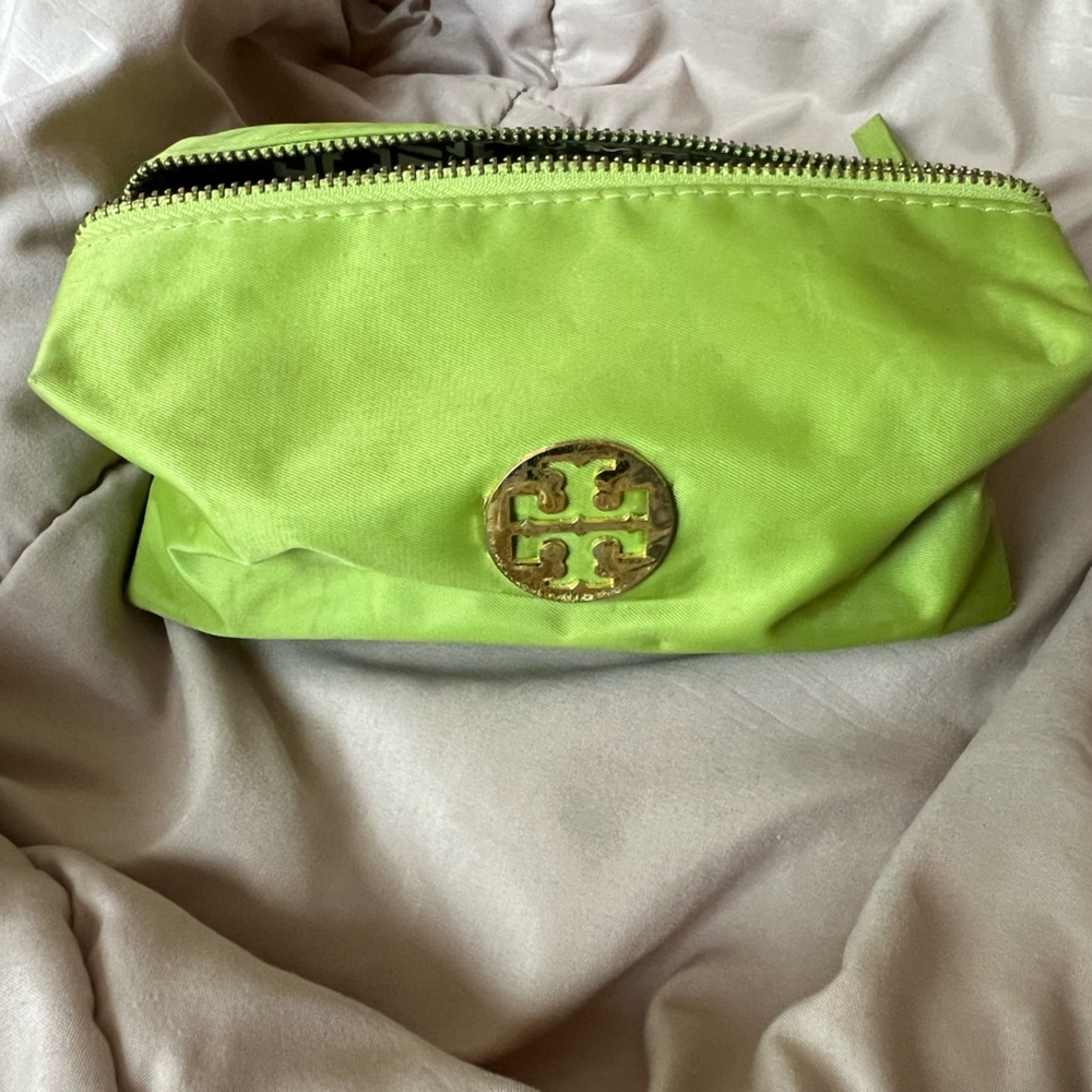 Tory Burch Lime Green Nylon Makeup Case